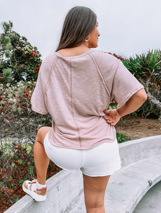 ON SALE- Marsala Reverse Stitch Cotton Tee