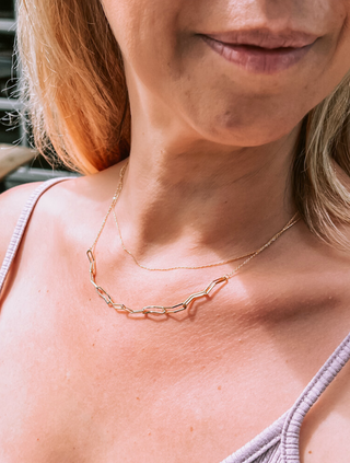 Gold Chain-link Double Chain Necklace