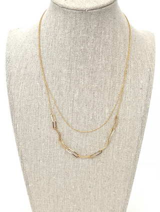 Gold Chain-link Double Chain Necklace