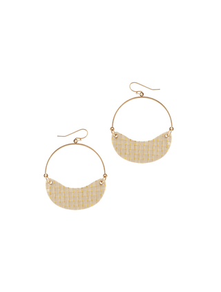 Cream Rattan Cresent Gold Earrings