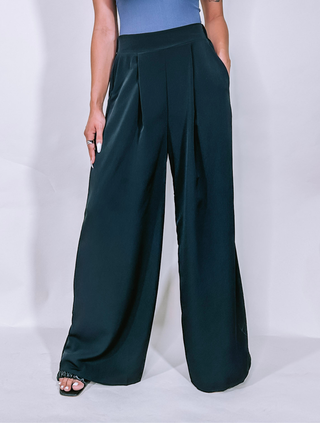Black Pleated Wide Leg Trousers