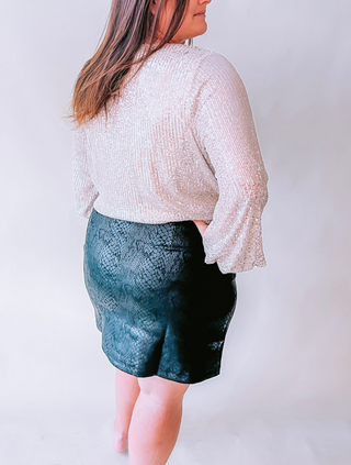 Plus Size Black Snake Mini Skirt