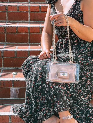 Colette Clear Purse with Gold Chain Shoulder Strap