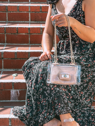 Colette Clear Purse with Gold Chain Shoulder Strap