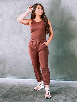 Chestnut Racer Tank and Jogger Pant Set
