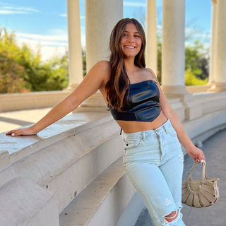 ON SALE- Black Faux Leather Bandana Top