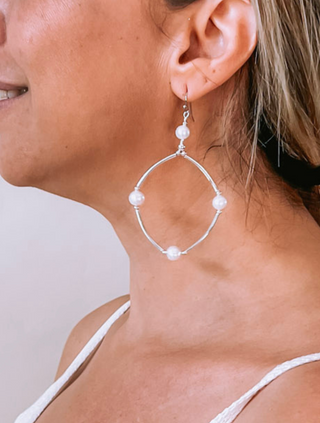 Large Hoop Earring with Pearl Accents