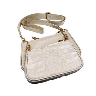 Anika Bone Croc Crossbody Bag