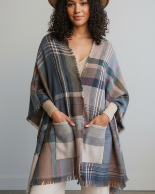 Multi Color Plaid Knit Wrap