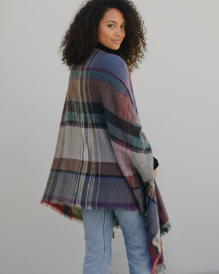 Multi Color Plaid Knit Wrap