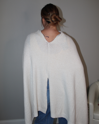 Asymmetrical Back Slit Knit Poncho