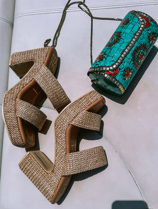 Gem Raffia Platform Heel