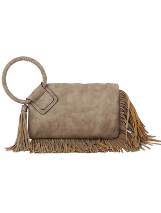 Tammy Faux Leather Fringe Wristlet