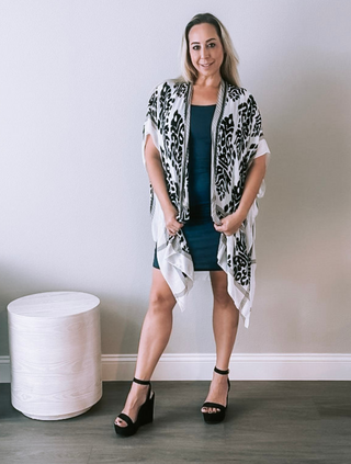 Aztec Black and White Kimono