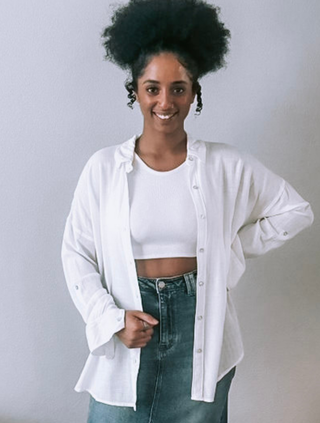 Off White Linen Button Down Shirt