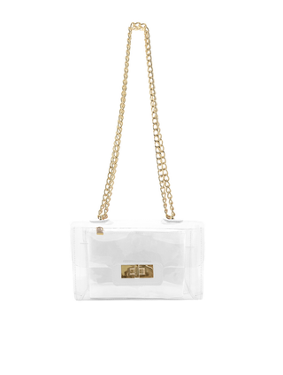 Colette Clear Purse with Gold Chain Shoulder Strap