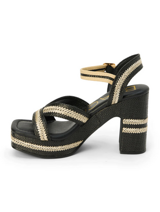 Adelaide Raffia Platform Heel with Ankle Strap