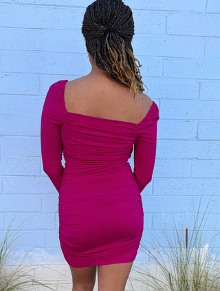 Kylie Berry Ruched Bodycon Knit Mini Dress