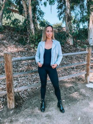 Light Blue Faux Suede Biker Jacket