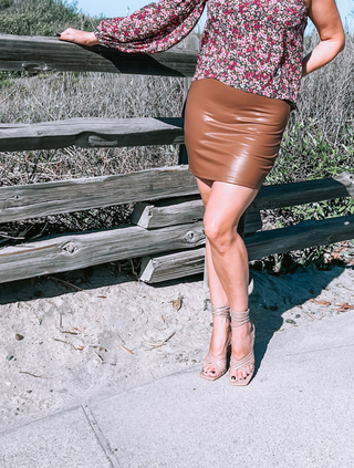 Faux Leather Cocoa Mini Skirt