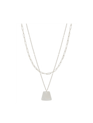 Layered Chain with Charm Drop Necklace with Stud Earrings