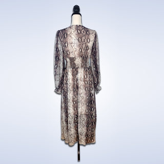 ON SALE-Grey Snake Printed Mid-length Dress