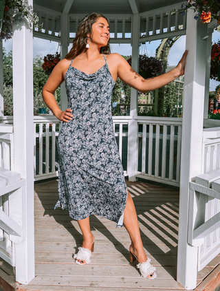 Indigo Cowl Neck Dress