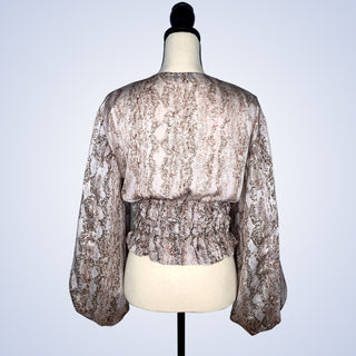 ON SALE- Mauve Python Print Waist Smocked Top
