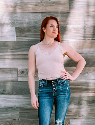 Shadow Rose Ruffled Edge Tank